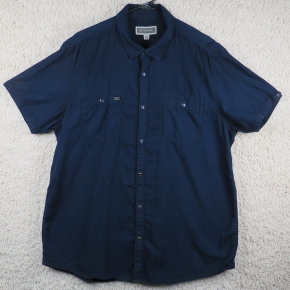 I-N-C* Men's Short Sleeve Button Down Curved Hem Chest Pocket Shirt~ Size XL - Picture 5 of 12